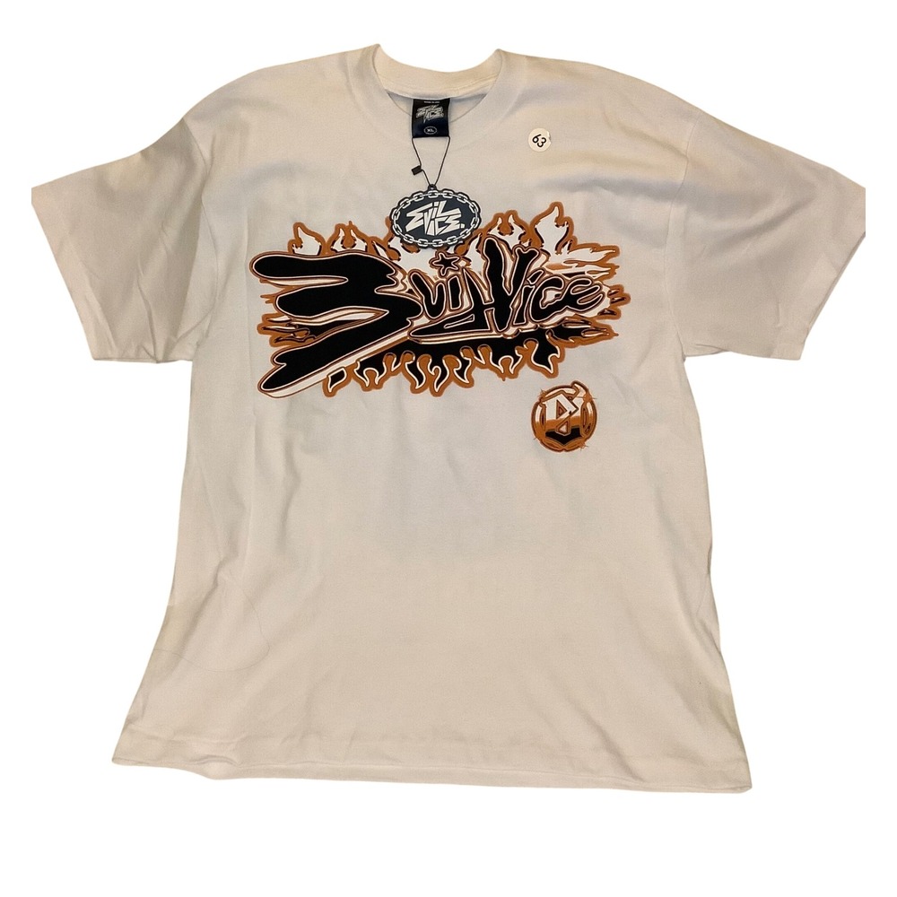 Evil Vice Hunting Club Graphic T-Shirt White XL Buck Antler Back‎ Print